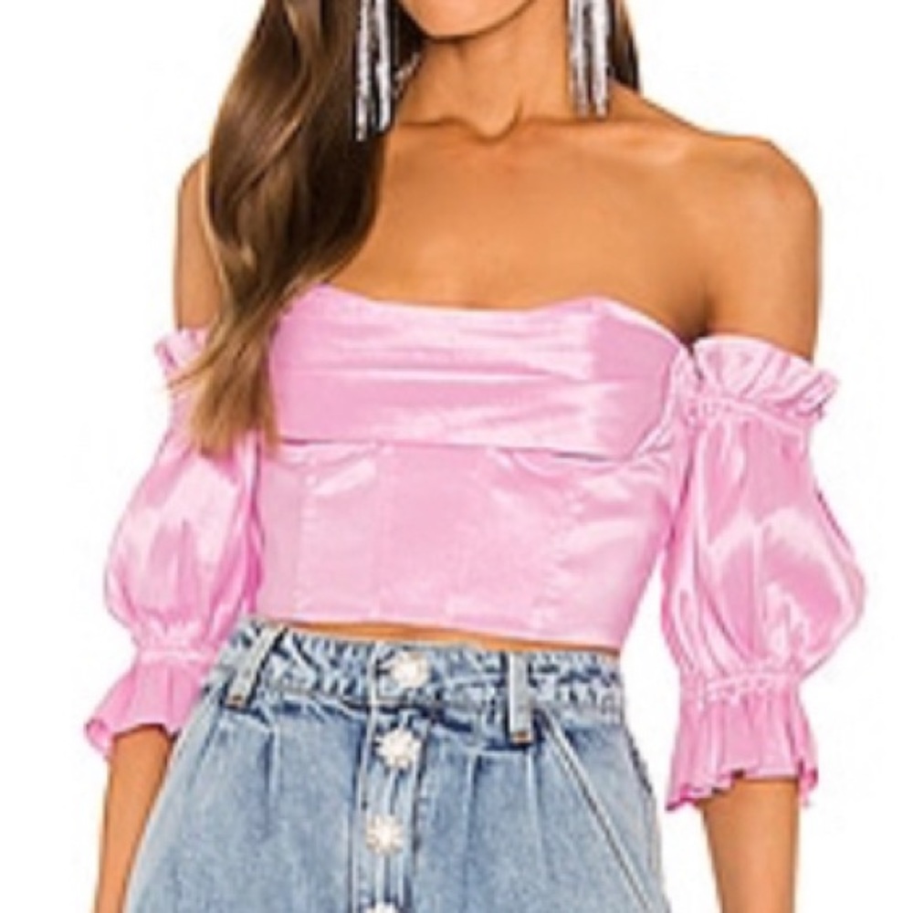 Pink bustier going out top. So flattering and cute!